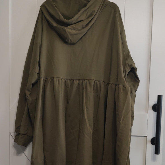 Chic Soul Olive Green Babydoll Hoodie - Picture 2 of 3
